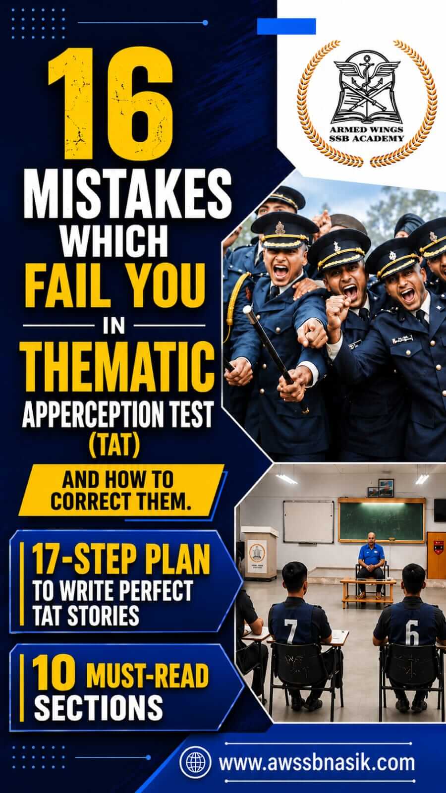 16 Mistakes That Spoil Your Thematic Apperception Test (TAT) and How to Correct Them book cover featuring a 17-step plan to write psychologically impressive TAT stories for the SSB interview.