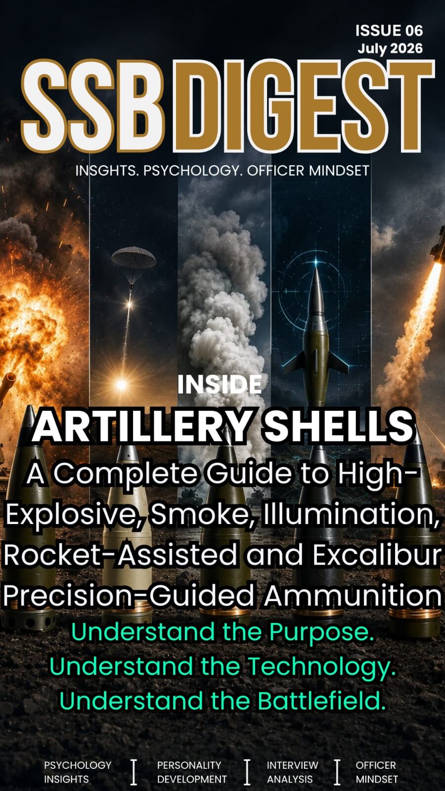 Cover of SSB Digest, a biweekly magazine featuring SSB psychology, personal interview guidance, lecturette preparation, defence current affairs, and Indian Armed Forces knowledge for SSB aspirants.